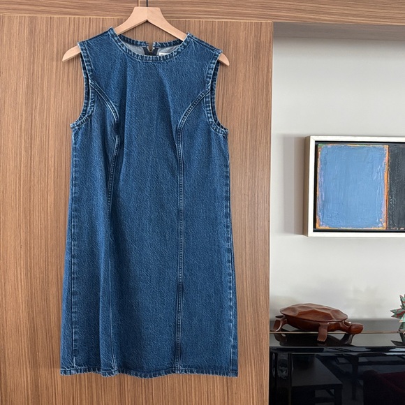 NWOT Abercrombie & Fitch: Denim Shift Mini Dress, Medium TALL, Medium Wash - Picture 2 of 9